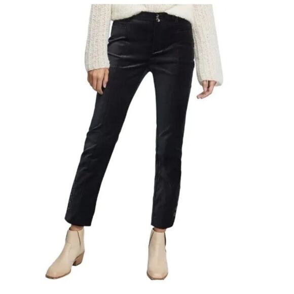 Anthropologie The Essential Black Velvet Slim Trousers, Size 6 - Picture 1 of 9